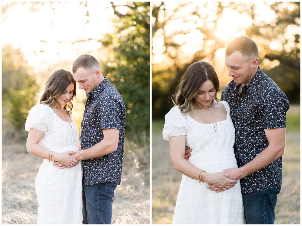 An expecting mother and father doing maternity photos with Alissa Cordoba in Austin, Texas.