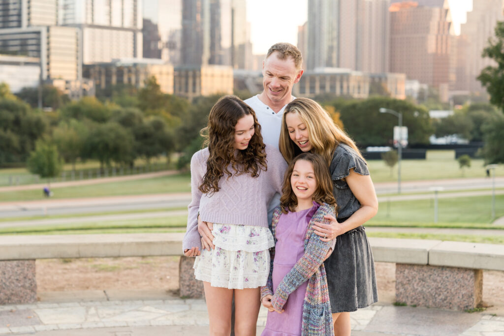 A family session in Austin, Texas with 2 daughters and their mom and dad.