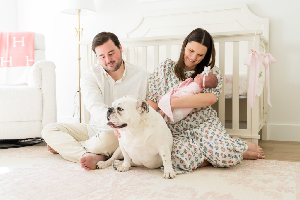 New family in their Austin, TX nursery for an in-home lifestyle newborn session