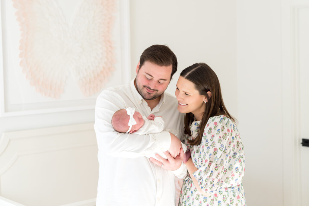 Bright and natural newborn portrait in Austin, capturing soft baby features and warmth.