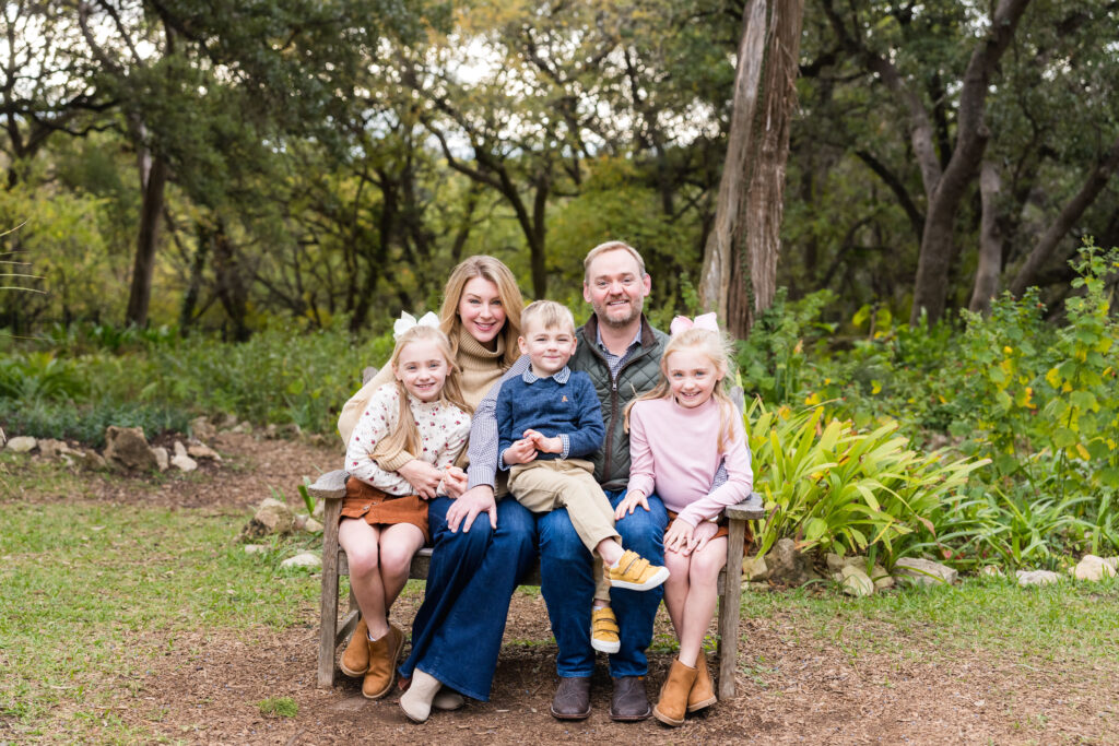 Family photo session at Mayfield Park in Austin, Texas.