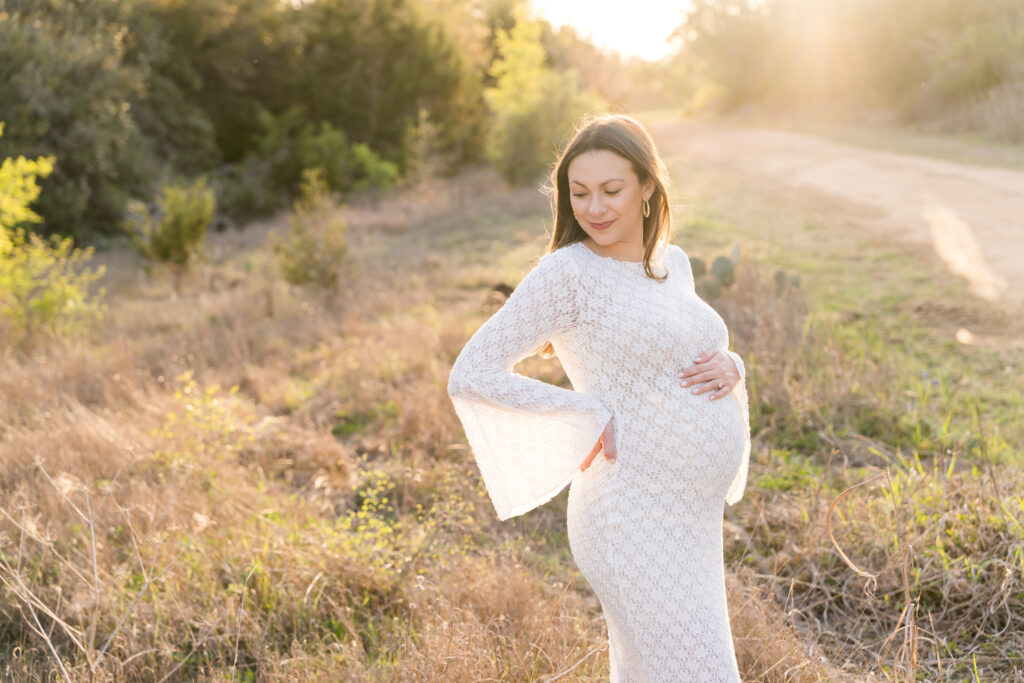 Maternity session photographed at Circle C in Austin, Texas